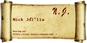 Nick Júlia névjegykártya